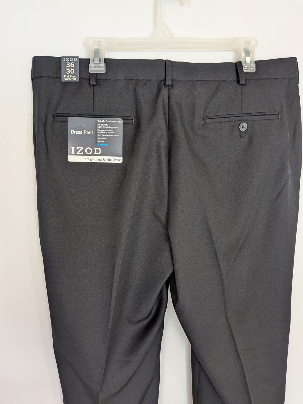 NWT IZOD Wrinkle Free Black Dress Pants 36x30 Straight Leg Business Casual